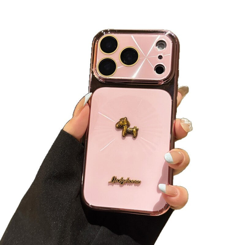 Golden horse star ring magnetic case for apple 17 pro - instantly transform your phone with cd texture, aurora lens protection, and full coverage for apple 15