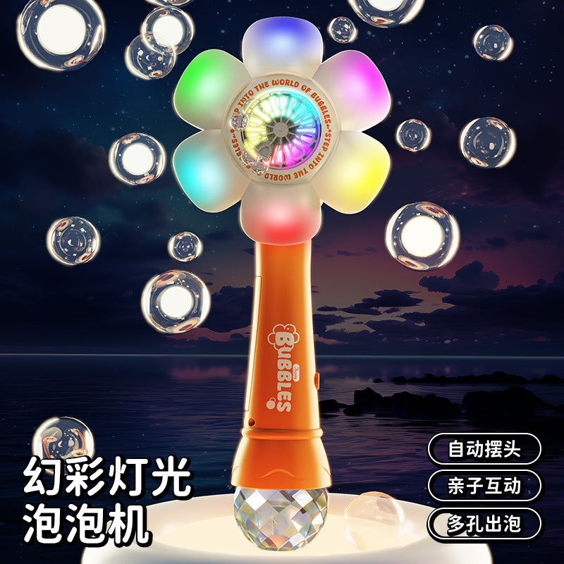 Hot-selling sunflower bubble machine - fully automatic handheld rechargeable bubble gun toy - bubble wand - wholesale for street vendors