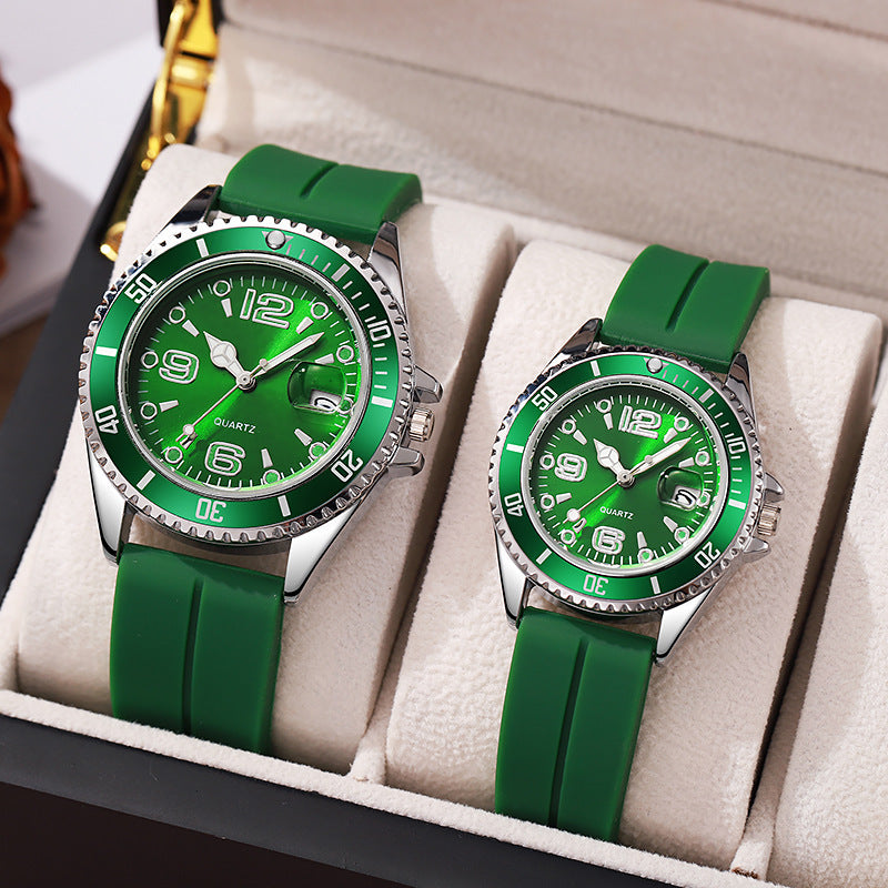 couple fashion sports green water ghost quartz watch casual silicone student quartz watch life waterproof