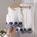 Baby clothing kids set children outfit white vest + pants two-piece set
