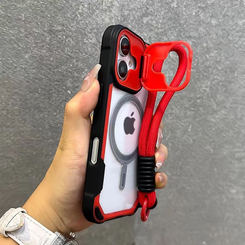 Jia gu shield multifunctional magnetic stand compatible iphone 16 drop-proof phone case with lanyard for apple 15 & 14 (cross-border)