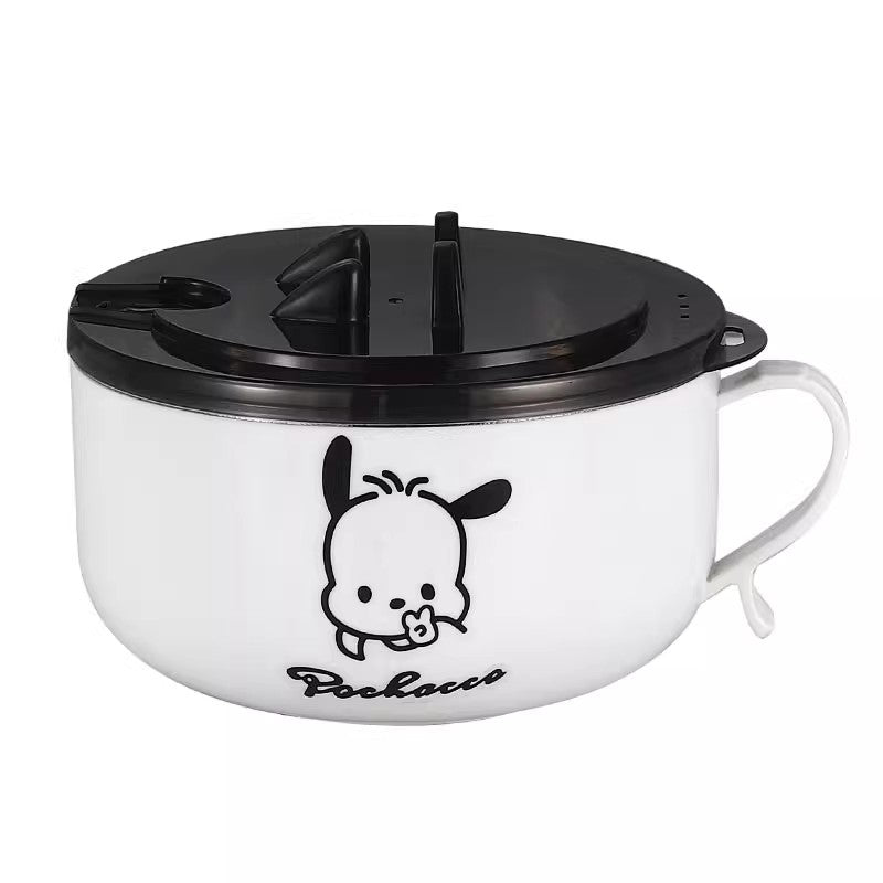 Stainless steel instant noodle bowl with cover bowl, student instant noodle bowl for dormitory, instant noodle artifact canteen, bowl and chopsticks set