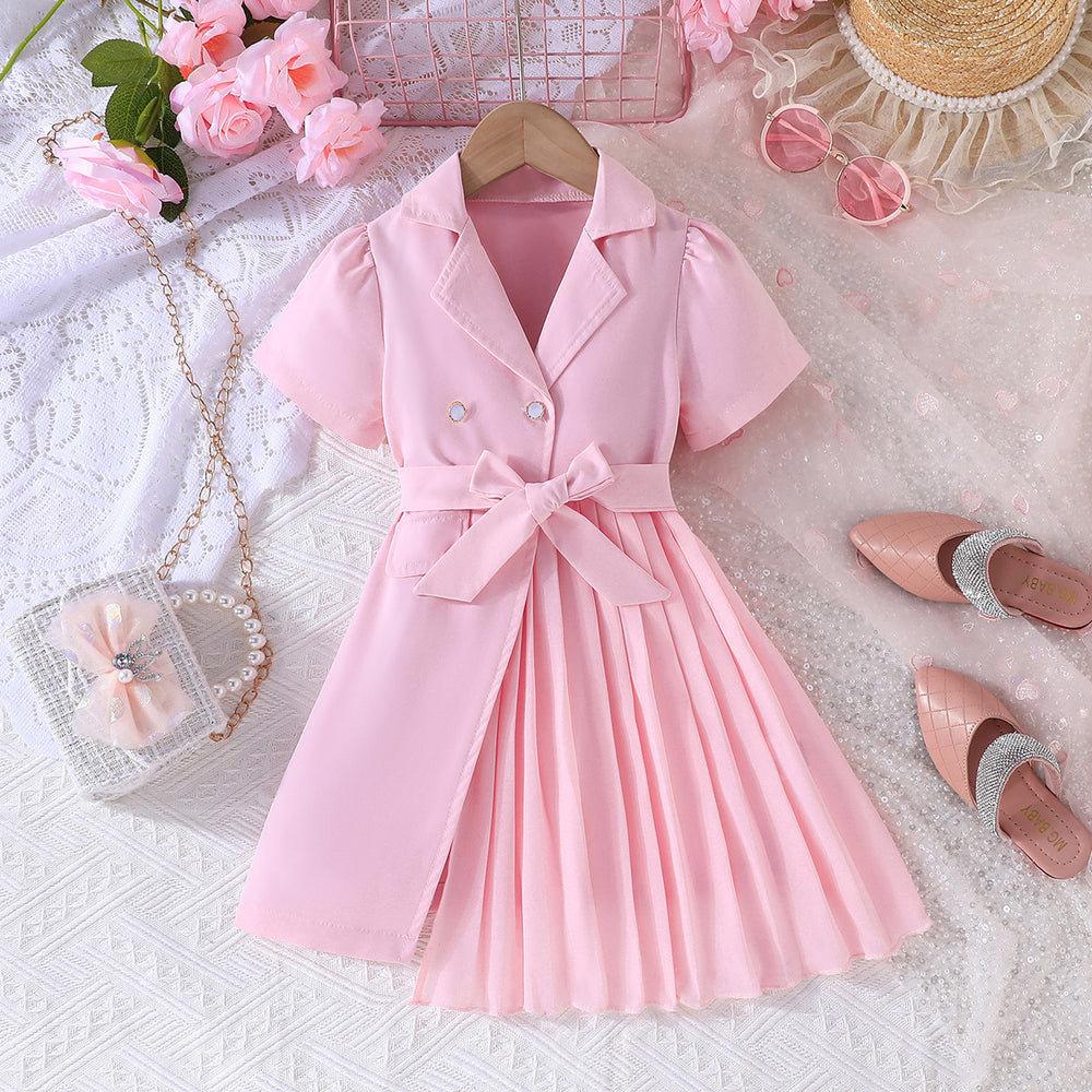 fashionable european and american cross-border new arrivals: chiffon patchwork belted blazer-style bubble sleeve dress - direct from the manufacturer