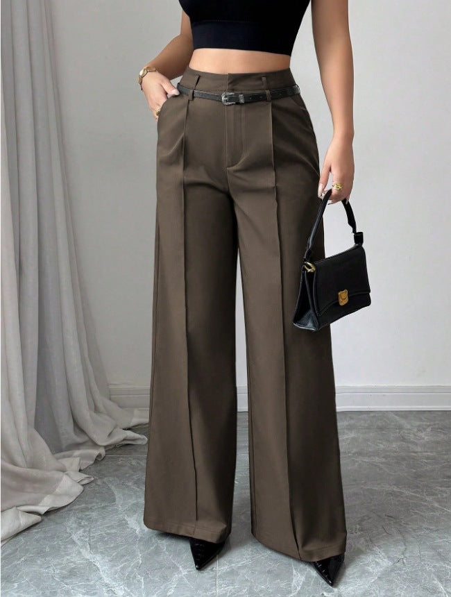 fashionfall and winternew arrivalladies casualelegantwork clothinghigh waistloosestraight-legpants suit pants