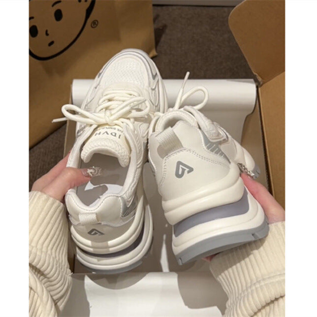 Thick sole dad shoes for women 2026summernew arrivalwhitepetites street style thin mesh breathable sneakers