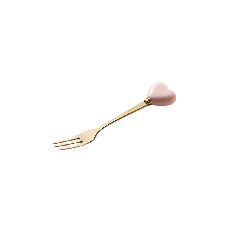 Luxury ceramic spoon stainless steel coffee spoon afternoon tea cake dessert spoon cross-border high-value small fork soup spoon
