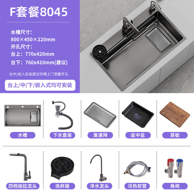 Double slag collection sink large single slot high quality stainless steel kitchen sink thickenedfor home dishwashing sink vegetable sink