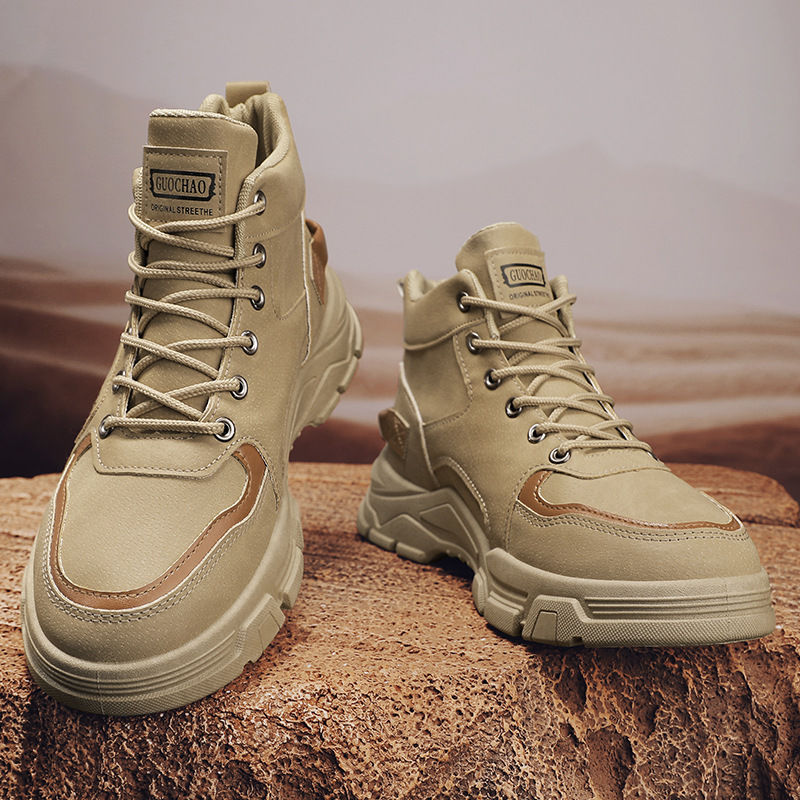 High-top men's boots: 2024 winter new arrivals - workwear style, outdoor hiking, construction site safety, anti-slip, wear-resistant, martin boots