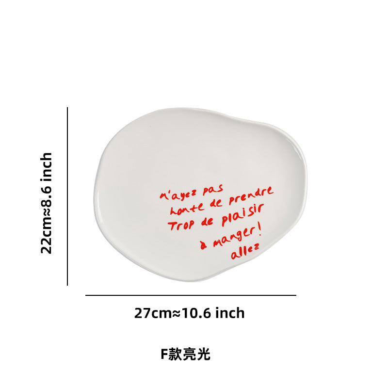 Stylishasymmetrical ceramic tray restaurant hotel casual style food plate high-looking breakfast plate photo props