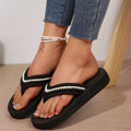 Color block platform beach sandals women's summer chunky sole soft sole wedge flip flops fashionable seaside vacation cross-border slippers