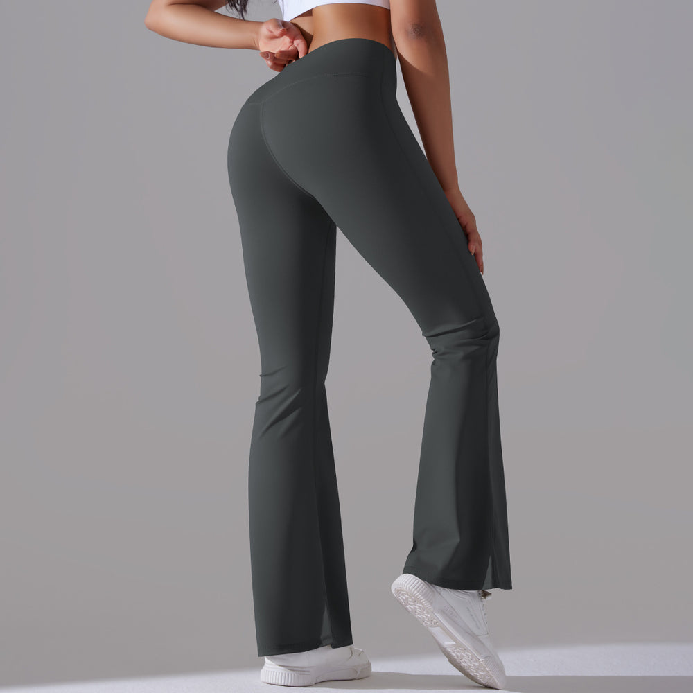 Fashion cross-border t-line wide-leg tights, nude butt lift yoga flared pants, high waist casual fitness sweatpants