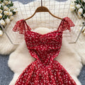 French sweet design hollow-out bow tie backless cinched waist floral dress - ethereal fairycore maxi dress