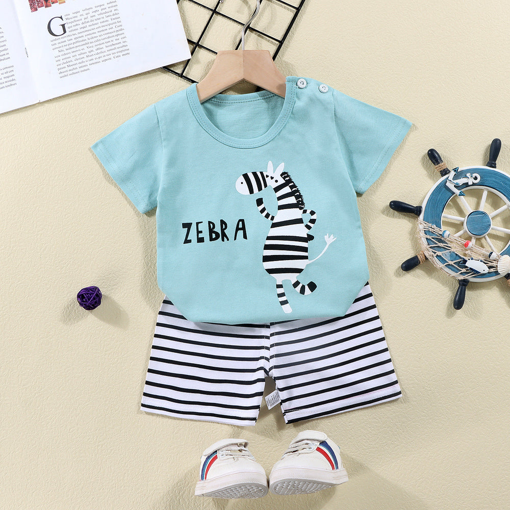 summer new arrival: 100% cotton kids' short-sleeve t-shirt and shorts set - korean style infant and toddler two-piece outfit