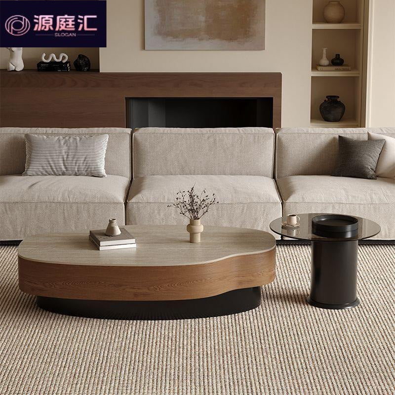 Used style travertine slate special-shaped mango coffee table for home living room large and small apartment asymmetricalaccessible luxury creative coffee table