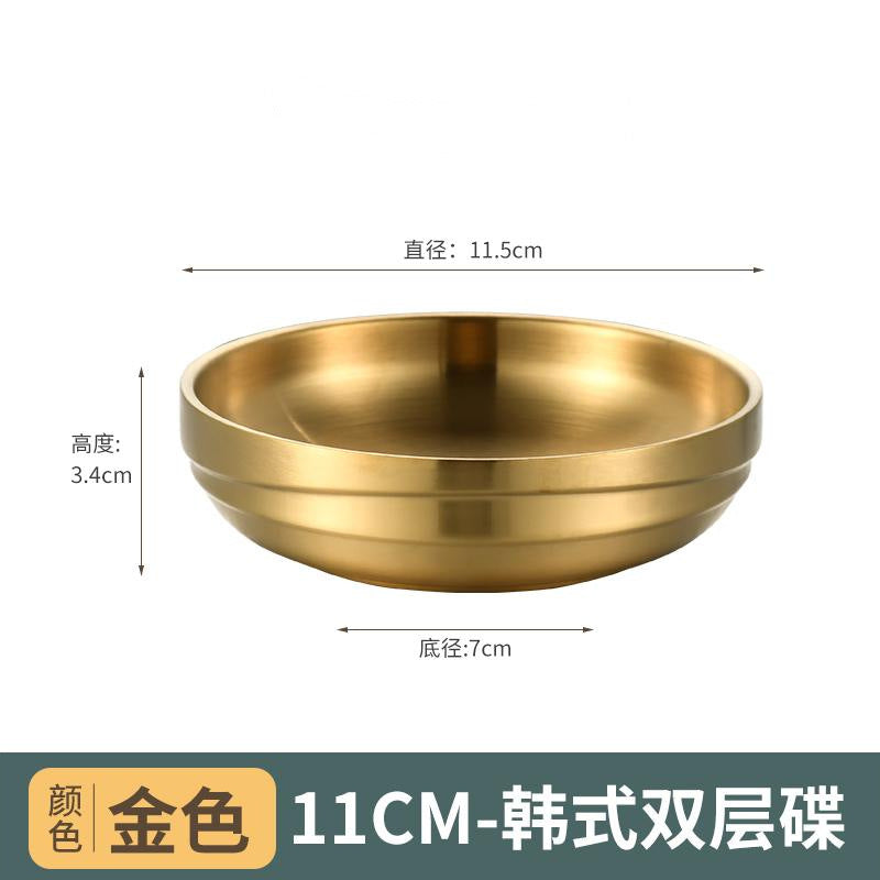 304 korean style extra thick double-layered gold sauce dish, snack & kimchi plate, bbq restaurant seasoning dish, hot pot dipping bowl