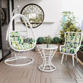 Single warm white cable knit space chair + coffee table + chair set [free cushion included]