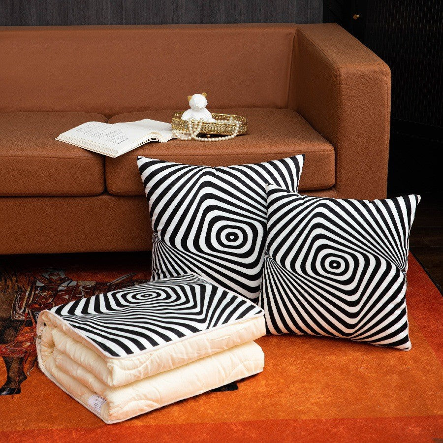 Multifunctional pillow quilt two-in-one scandinavian black and white checkerboard grids car cushion quilt office lunch break air-conditioning quilt