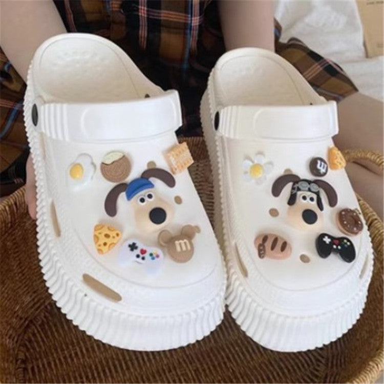 Crocs retro baotou half slippers women's outwear 2025 spring and summer new thick sole hidden heel sandals double color shoes
