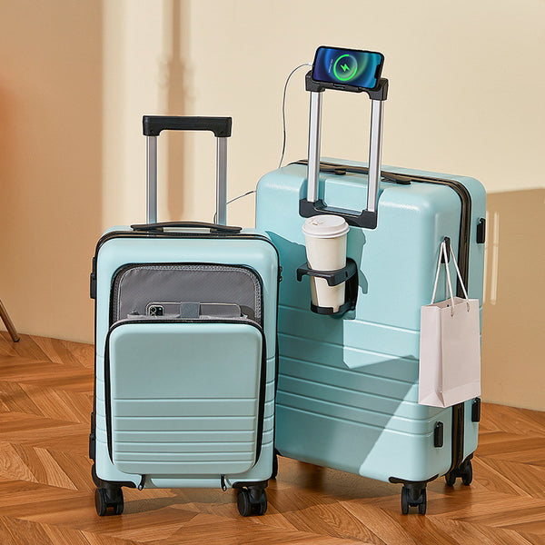 Yongsheng front open suitcase 20-inch universal wheel password trolley case student large-capacity 24-inch zipper suitcase