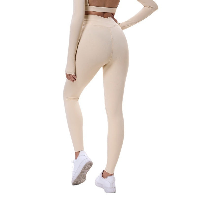 Cross yoga pants women's high waist hip lifting yoga clothes professional fashion outwear nine-point pants tight sports fitness pants