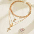 Long cross necklace wholesale fashion cross-border diamond pendant female elegant multi-layer virgin thanksgiving clavicle chain