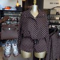European and american cross-border women's clothing:  summer new collection - chic and sweet polka dot drawstring top and high-waisted shorts set