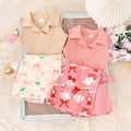Children's clothing  fashion children's clothing cross-border sleeveless vest + printed shorts skirt