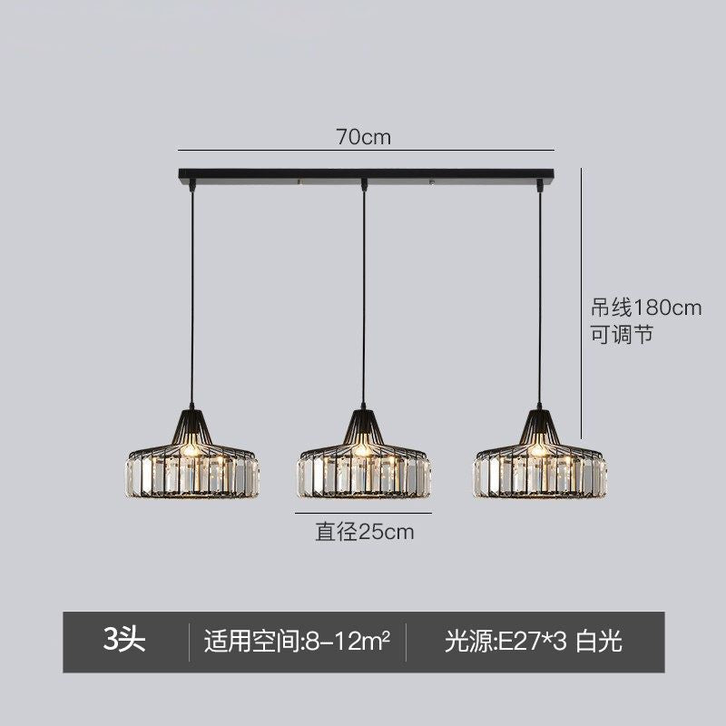 Modern minimalist bedroom bedside pendant light, simple bar counter entryway lighting, single-head suspension crystal chandelier