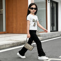 new girls' t-shirt and pants two-piece set - kids' fashion korean style children's clothing trendy bow detail