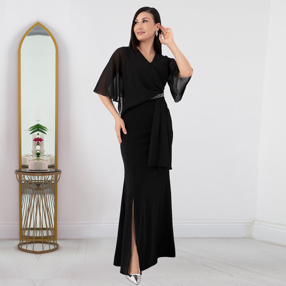C7372 cross-border   fashion women's hot-selling elegant rhinestone evening dress