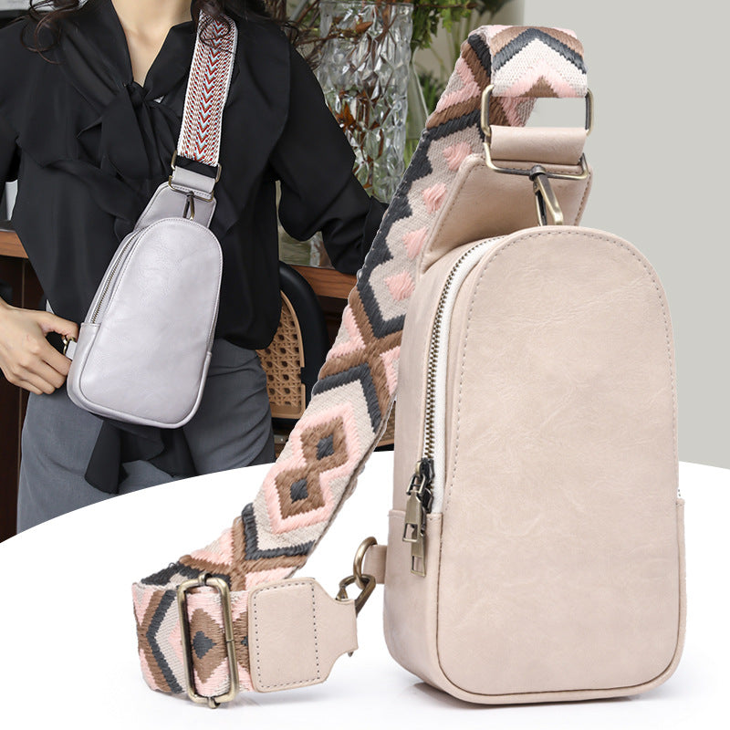 Cross-border popular breast bag women's European and American retro women's messenger bag PU soft leather fashion travel satchel women's bag