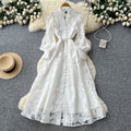 Accessible luxuryclassyheavy industry mesh embroidercut outdress women's long sleeves waist slimming lookwork clothingelegancea-line skirt