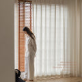 French medieval style fufeng gauze curtain, light-proof and opaque, living room texture gauze, cotton and linen window gauze, classy curtain gauze