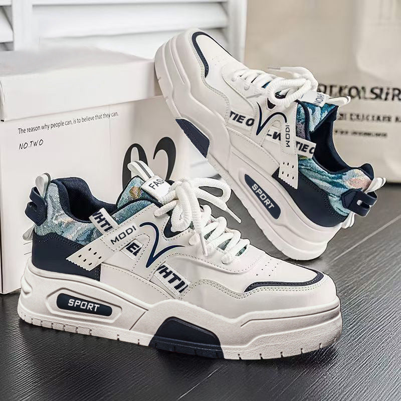Men's shoes 2026 new spring trendy bestseller versatile leather casual sneakers student height increasing athletic fashion shoes for men