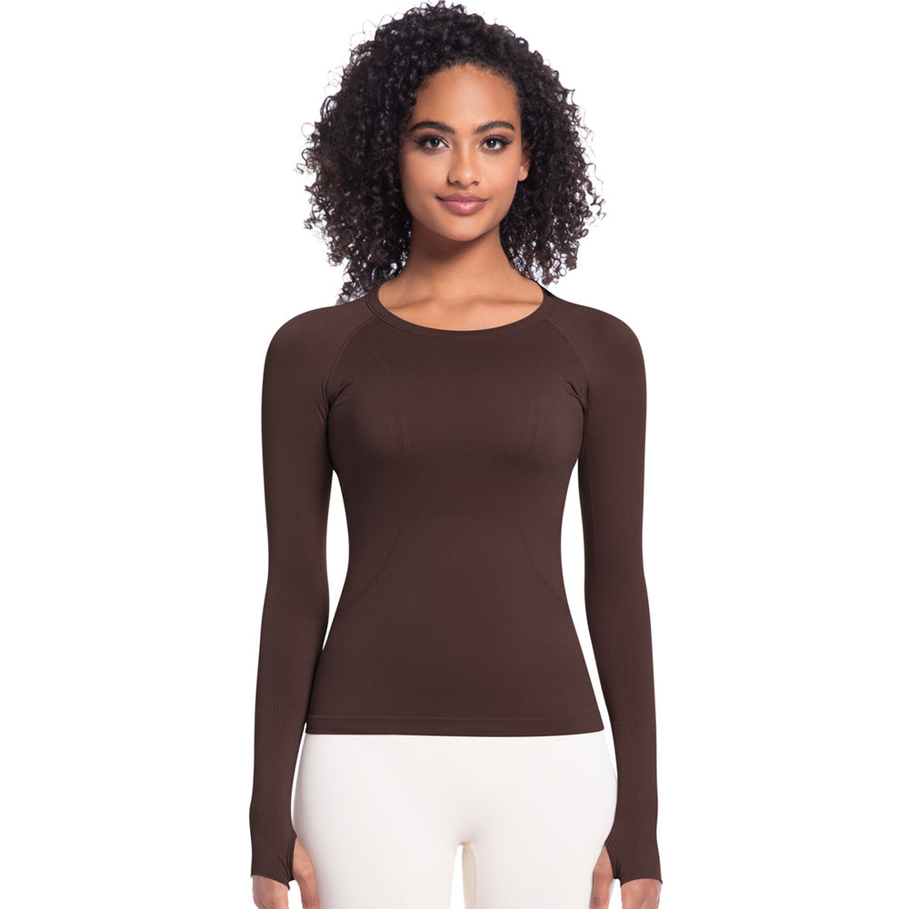 Seamless all-in-one woven yoga clothes, high-elastic tight-fitting long sleeves, quick-drying tops, running fitness sports t-shirts personalized processing