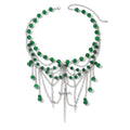 Stacked tassel necklace wholesale european and american cross-border retro gothic style accessories green beaded multi-layer choker necklace
