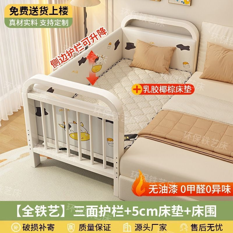 Iron kids bed baby patchwork bed large bed widened bed heightened guardrail adjustable steel frame single bed