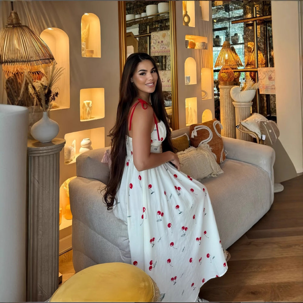 European and american cross-border women's fashion:  autumn new sleeveless bandeau tie-waist printed sweet long dress