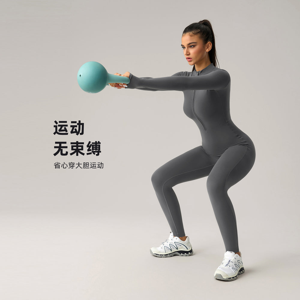 European and american high-stretch bodysuit yoga outfit - half-zip long sleeve workout suit - peach lift butt yoga leggings dlt002