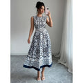 listing: new  women's original elegant vacation style sleeveless printed dress