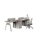 Office desk and chair set - four-seat workstation - modern minimalist design for employees, finance, and general office use