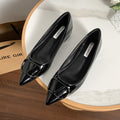 Metal v buckle patent leather nude flatsflats socialite style petites hidden heelflatsplus size women's shoes
