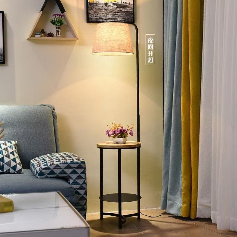 Modern casual small coffee table movable corner table sofa side table side cabinet bedside table storage rack small round table floor lamp