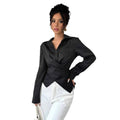 european and american cross-border  new spring sexy fashionable elegant long-sleeved button-down women's blouse