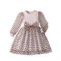 Girls' dress for toddlers and young children, featuring a bow, heart, and polka dot mesh skirt