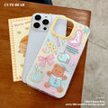 Suitable for apple 16promax cute bear imd bow mobile phone case iphone15 chain protective cover 14