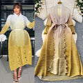 Fashion style loose strap mid-length miya pleated outwear women's fashionable gradient color fungus edge pleated dress