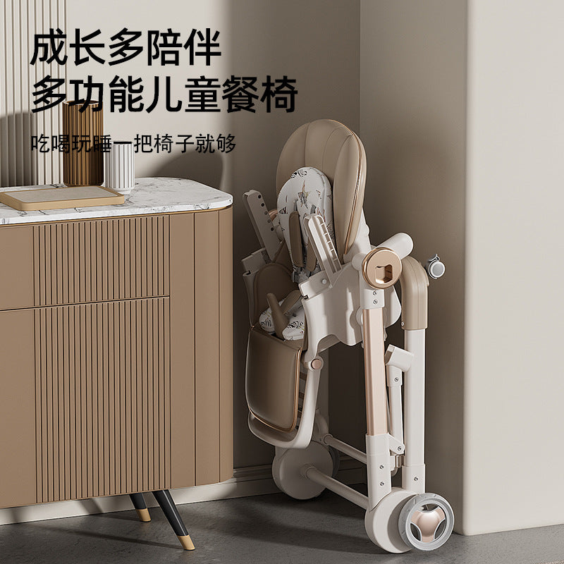 Children's baby dining chair foldable multi-functional push and shake dining seat household dining table baby dining table 1-6 years old