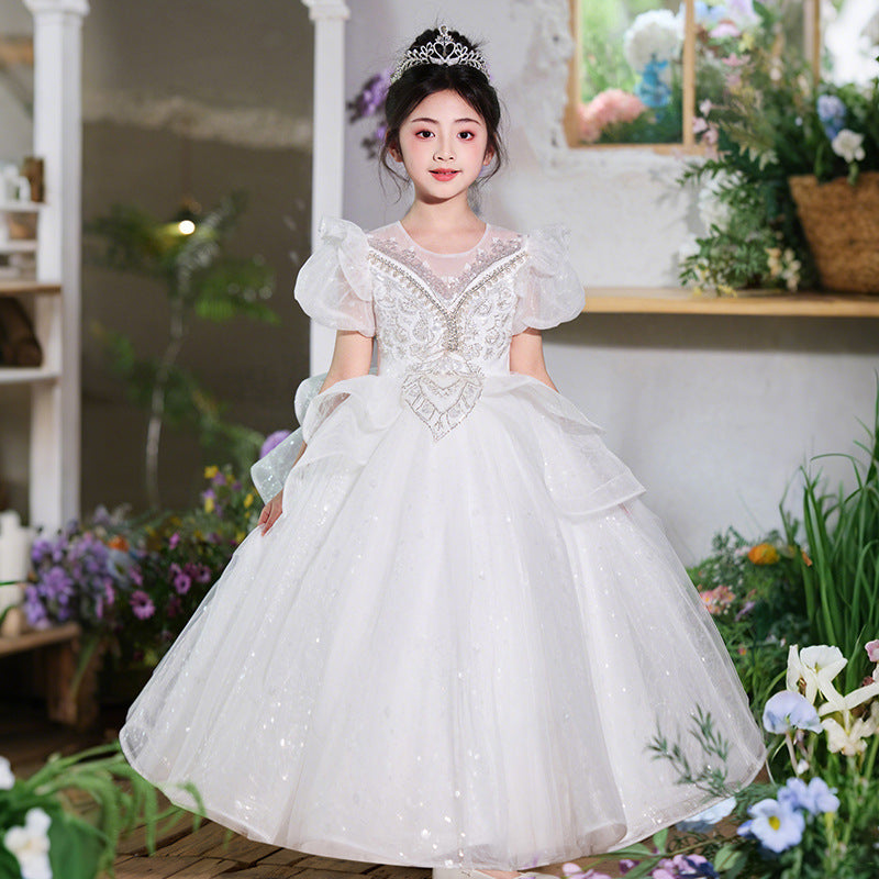 Girls' formal dress - stunning princess gown - high-end little girl's hostess/piano performance dress - princess style sequin dress