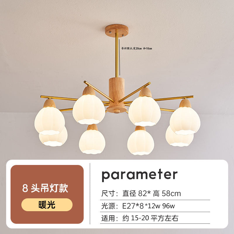Log living room chandelier dining room light Japanese-style wabi-sabi wind homestay lighting retro wind hotel shop light bedroom lighting